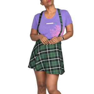 Royal Bones Plaid Suspender Skirt Green Tartan Check Daang Goodman Tripp Small